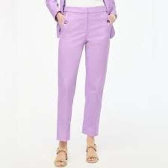 J.Crew Pants - J.Crew Linen Pull-On Button Detail Pants Purple Size 10